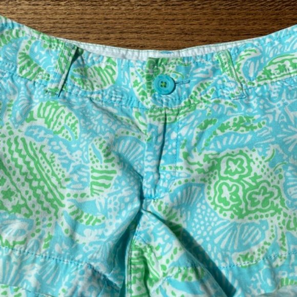 LILLY PULITZER WALSH Shorts Get Crackin Blue & Green Crab Print SZ 00 - Picture 5 of 11